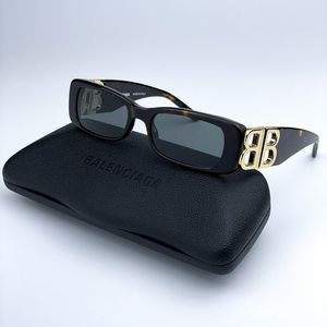 Balenciaga  BB0096S 002 Havana Gold Logo Green Square Unisex Sunglasses